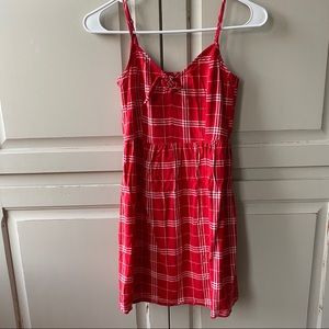 divided red plaid dress 2